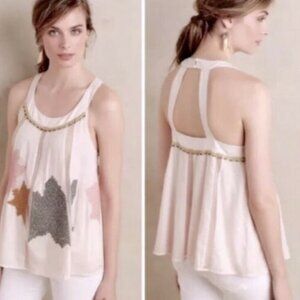 Anthropologie Floreat Pia Women Blush Embroidered Tank Blouse Top Sz 0 N…